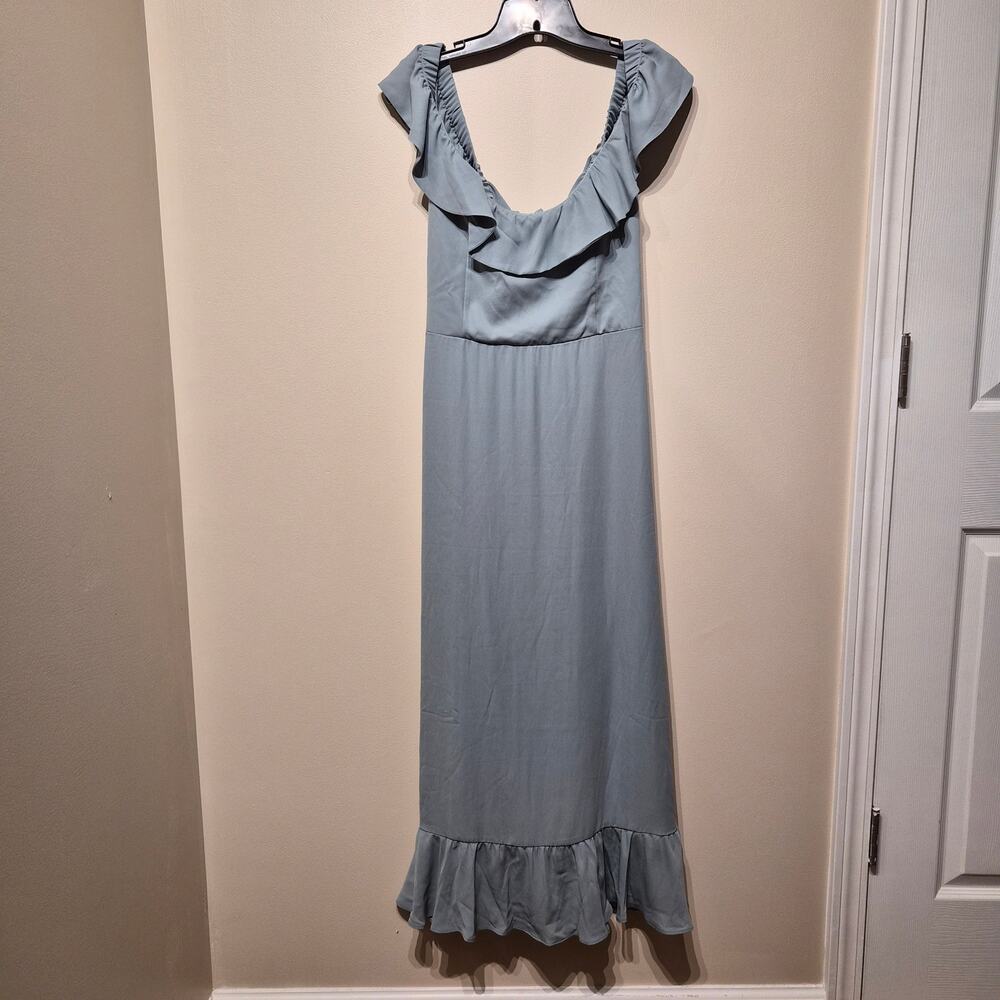 Show Me Your Mumu Emma Ruffle Maxi Dress Silver Sage Crisp Medium